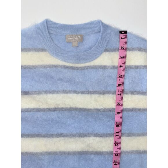 J.Crew Brushed Cashmere Relaxed Crewneck Sweater Striped Blue Ivory Grey Prep XS - Picture 9 of 15